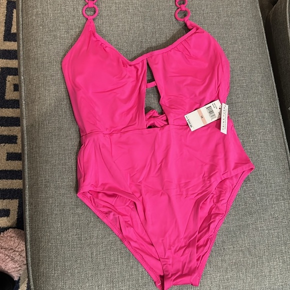 Trina Turk One Piece Swimsuit Monaco Ring Color Rose Size 10 - Picture 7 of 14